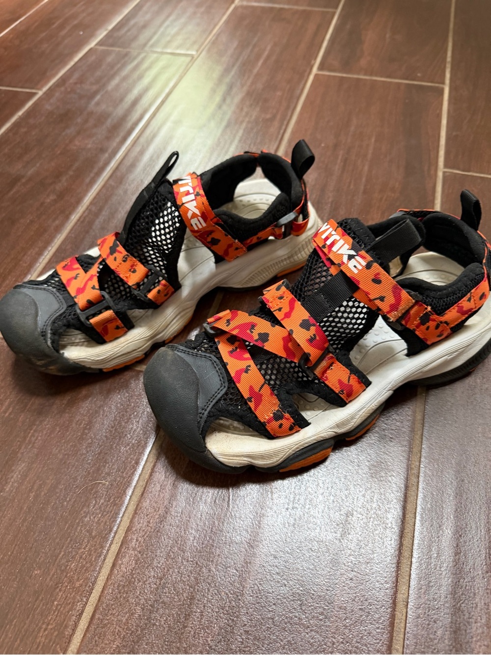 Kids Orange Camo Sport Sandals - Breathable Active Shoes